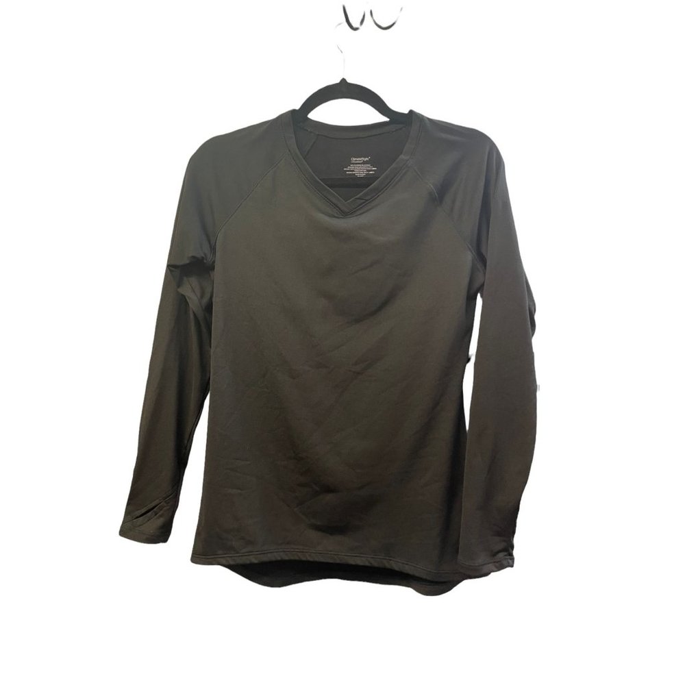 Climate Right Shirt Black Long Sleeve Thumb Sleeve Size Small